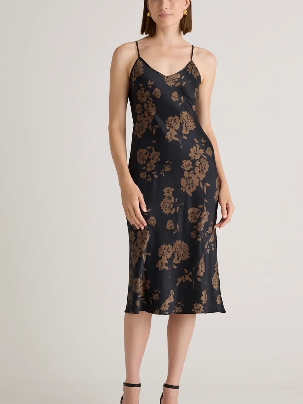 Quince NWT 100% Washable Silk Slip Dress Caper Eclipse